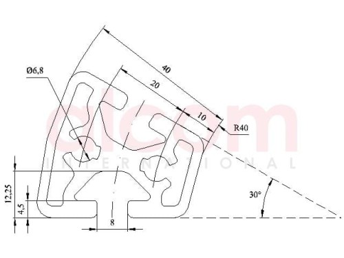 Profil aluminiowy konstrukcyjny R40/80-30° lekki [8]