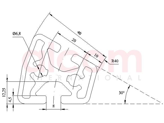 Profil aluminiowy konstrukcyjny R40/80-30° lekki [8]