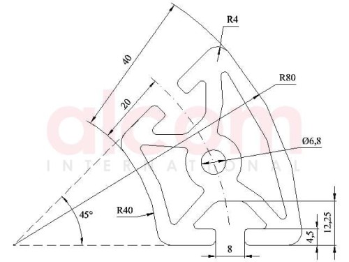 Profil aluminiowy konstrukcyjny R40/80-45° ciężki [8]