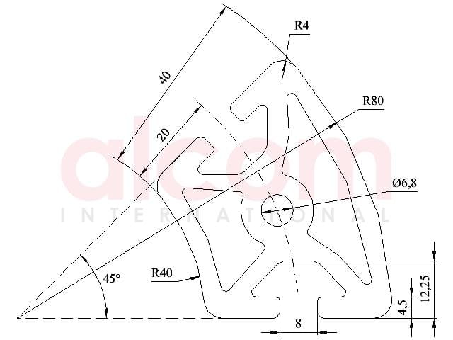 Profil aluminiowy konstrukcyjny R40/80-45° ciężki [8]