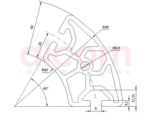 Profil aluminiowy konstrukcyjny R40/80-60° lekki [8]
