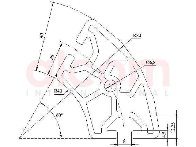 Profil aluminiowy konstrukcyjny R40/80-60° lekki [8]