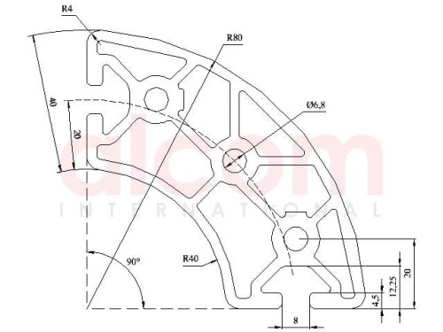 Profil aluminiowy konstrukcyjny R40/80-90° lekki [8]
