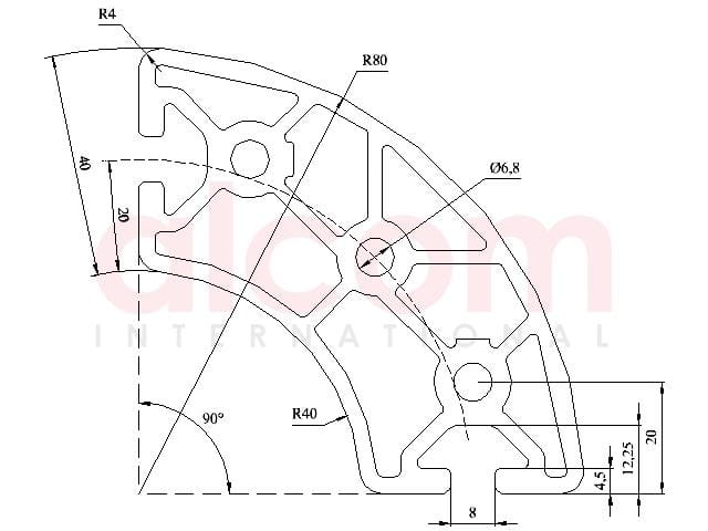 Profil aluminiowy konstrukcyjny R40/80-90° lekki [8]