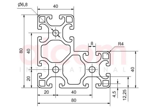 Profil aluminiowy konstrukcyjny W 80x80x40 lekki [8]