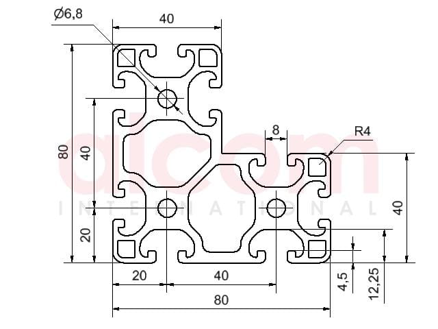 Profil aluminiowy konstrukcyjny W 80x80x40 lekki [8]