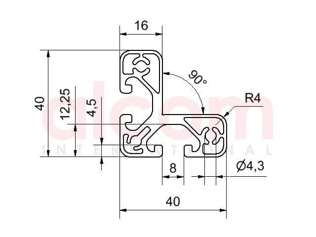Profil aluminiowy konstrukcyjny W 40x40 E [8]