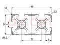 Profil aluminiowy konstrukcyjny B 60x30 2N [8]