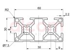 Profil aluminiowy konstrukcyjny B 60x30 2N [8]