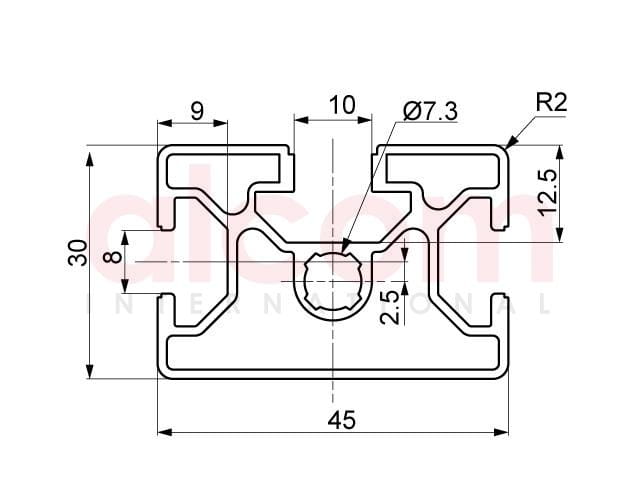 Profil aluminiowy konstrukcyjny B 45x30 [8]