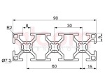 Profil aluminiowy konstrukcyjny B 90x30 [8]
