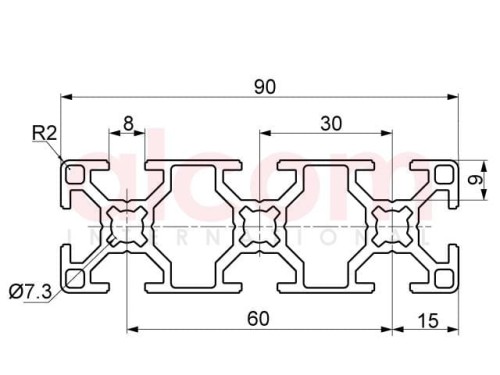 Profil aluminiowy konstrukcyjny B 90x30 [8]