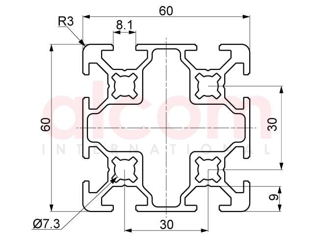 Profil aluminiowy konstrukcyjny B 60x60 [8]