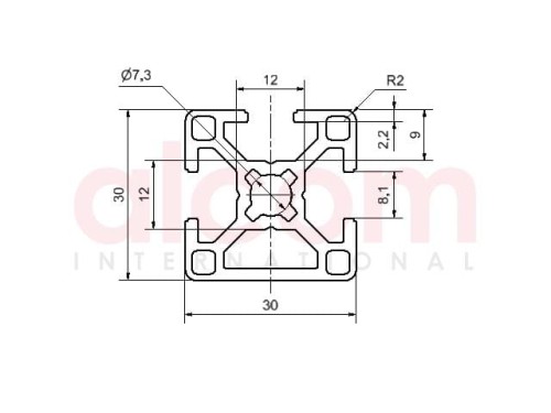 Profil aluminiowy konstrukcyjny B 30x30 1N [8]