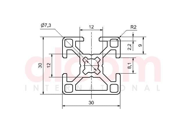 Profil aluminiowy konstrukcyjny B 30x30 1N [8]