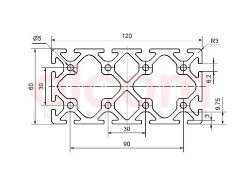 Profil aluminiowy konstrukcyjny 120x60 ciężki [6]