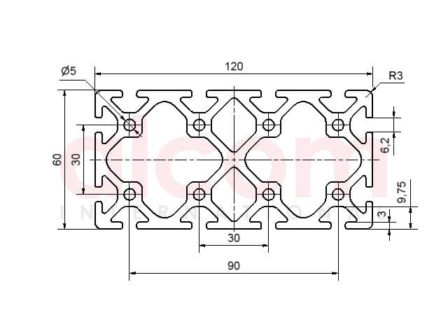 Profil aluminiowy konstrukcyjny 120x60 ciężki [6]