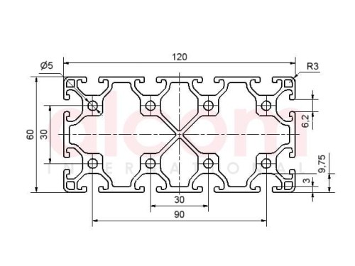 Profil aluminiowy konstrukcyjny 120x60 lekki [6]