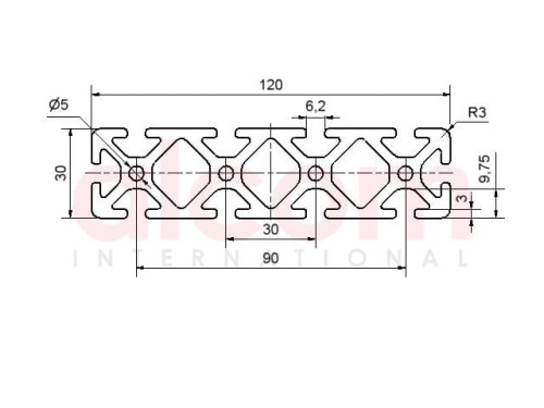 Profil aluminiowy konstrukcyjny 120x30 ciężki [6]
