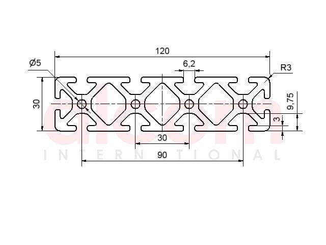 Profil aluminiowy konstrukcyjny 120x30 ciężki [6]