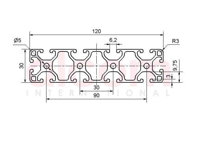 Profil aluminiowy konstrukcyjny 120x30 lekki [6]