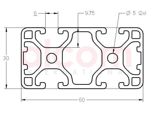 Profil aluminiowy konstrukcyjny 60x30 2N180° [6]