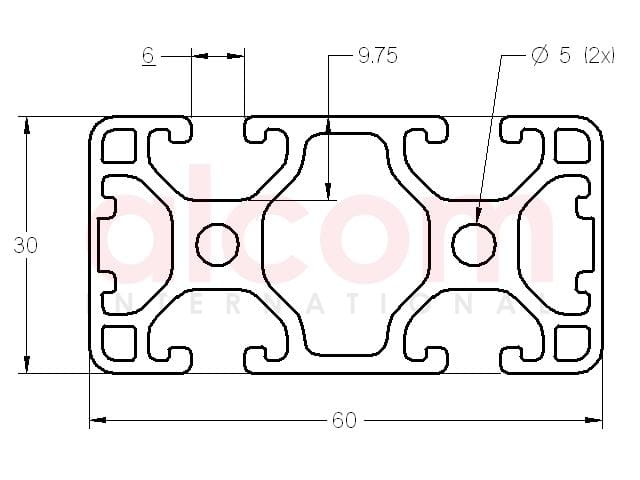 Profil aluminiowy konstrukcyjny 60x30 2N180° [6]