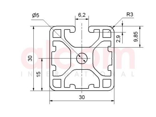 Profil aluminiowy konstrukcyjny 30x30 lekki 3N [6]