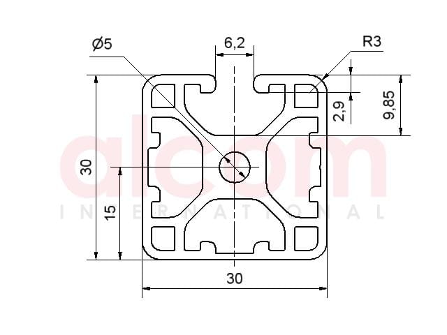 Profil aluminiowy konstrukcyjny 30x30 lekki 3N [6]