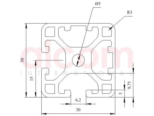 Profil aluminiowy konstrukcyjny 30x30 lekki 2N 90 [6]