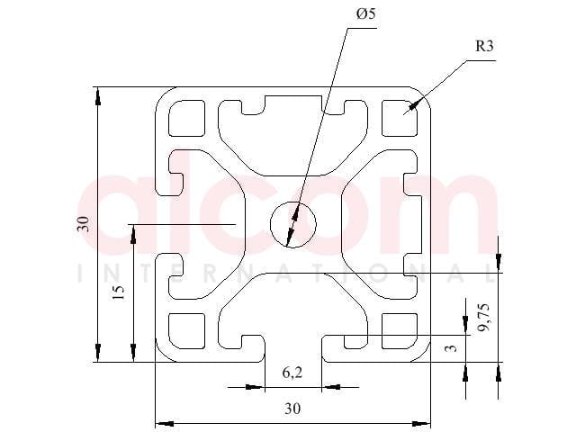 Profil aluminiowy konstrukcyjny 30x30 lekki 2N 90 [6]