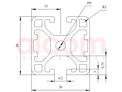 Profil aluminiowy konstrukcyjny 30x30 lekki 2N 180 [6]