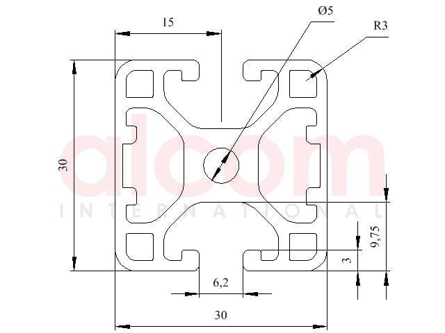 Profil aluminiowy konstrukcyjny 30x30 lekki 2N 180 [6]