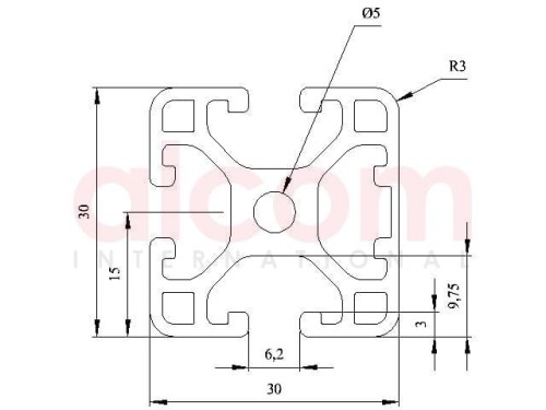 Profil aluminiowy konstrukcyjny 30x30 lekki 1N [6]