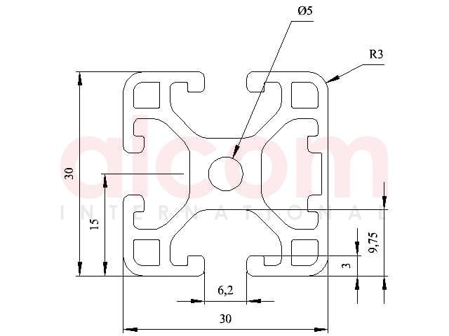 Profil aluminiowy konstrukcyjny 30x30 lekki 1N [6]