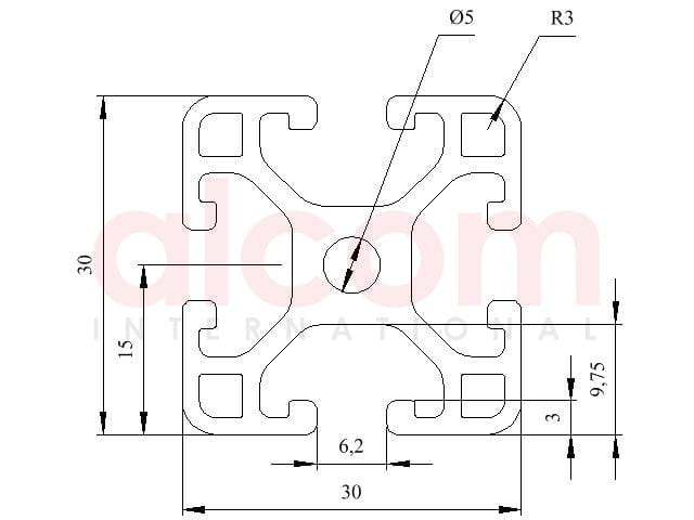 Profil aluminiowy konstrukcyjny 30x30 lekki [6]