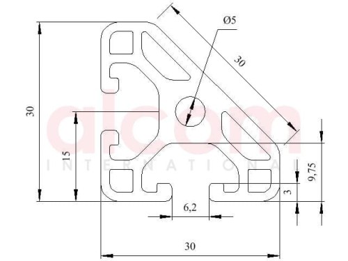 Profil aluminiowy konstrukcyjny 30x30-45° lekki [6]