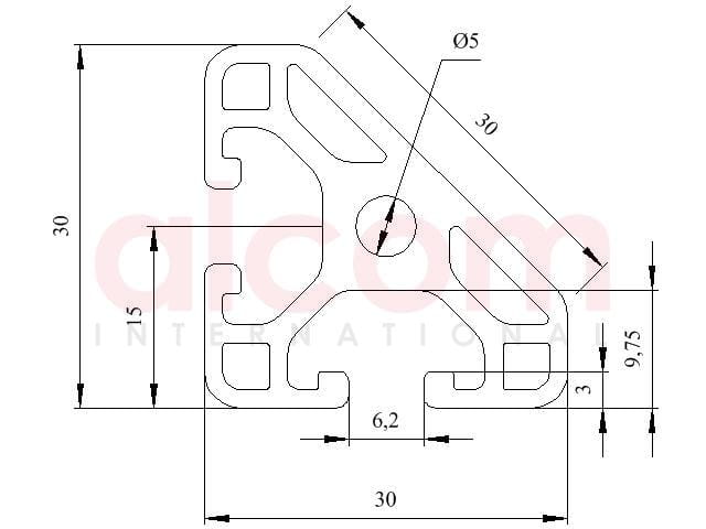 Profil aluminiowy konstrukcyjny 30x30-45° lekki [6]