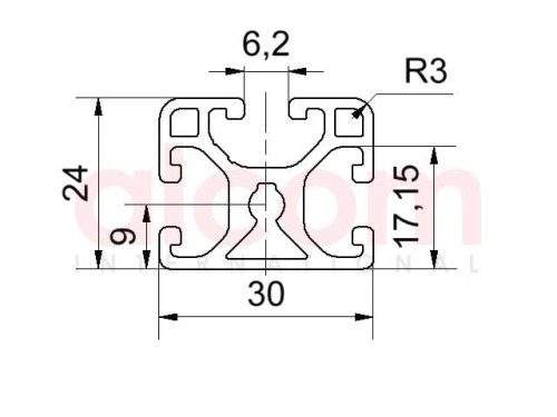 Profil aluminiowy konstrukcyjny 30x24 lekki [6]