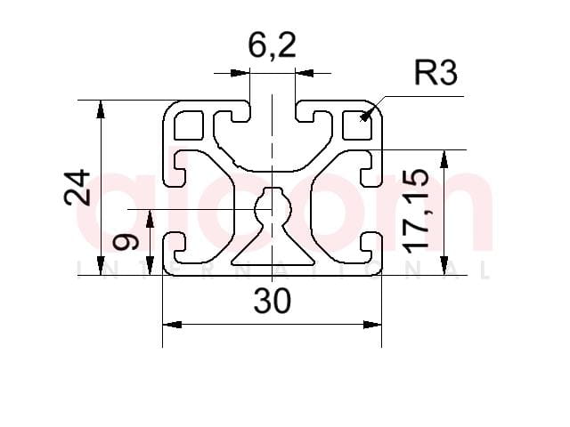 Profil aluminiowy konstrukcyjny 30x24 lekki [6]