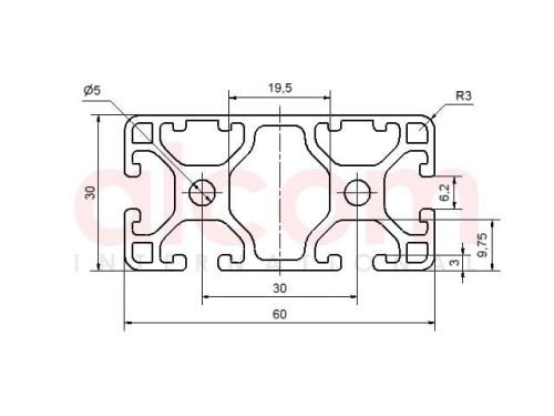 Profil aluminiowy konstrukcyjny 60x30 lekki 2N [6]