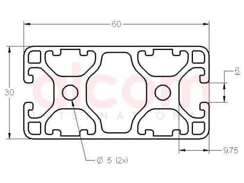 Profil aluminiowy konstrukcyjny 60x30 4N180° [6]