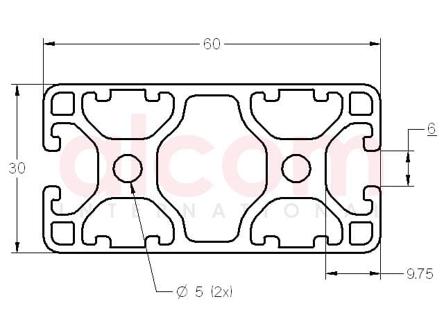Profil aluminiowy konstrukcyjny 60x30 4N180° [6]