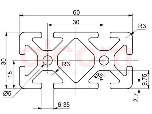 Profil aluminiowy konstrukcyjny 60x30 ciężki [6]