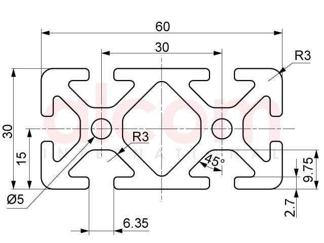 Profil aluminiowy konstrukcyjny 60x30 ciężki [6]