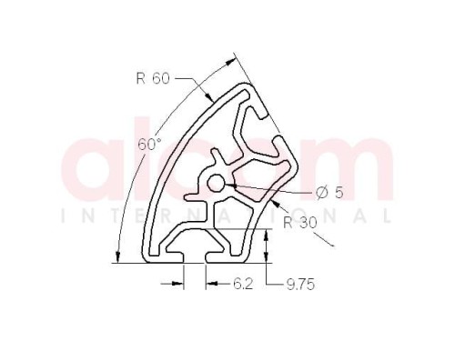 Profil aluminiowy konstrukcyjny R30x60 60° [6]