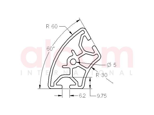 Profil aluminiowy konstrukcyjny R30x60 60° [6]