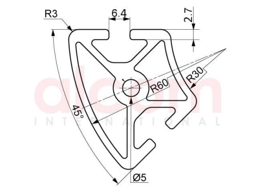 Profil aluminiowy konstrukcyjny R30x60-45° lekki [6]