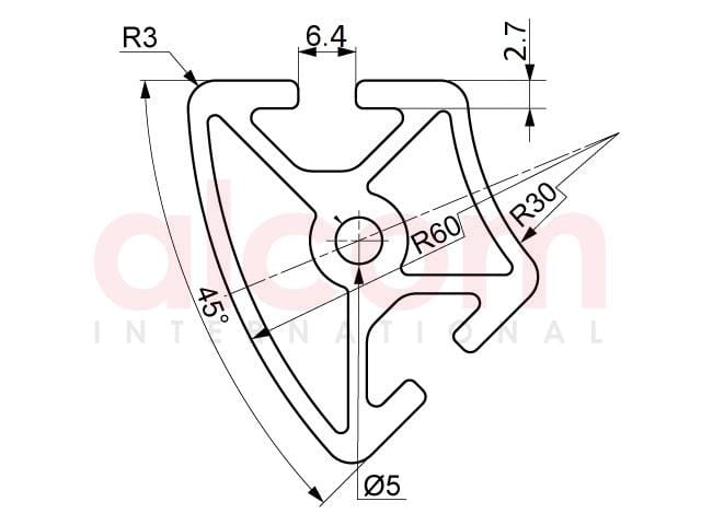 Profil aluminiowy konstrukcyjny R30x60-45° lekki [6]