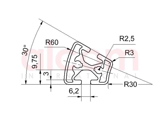 Profil aluminiowy konstrukcyjny R30x60 30° [6]
